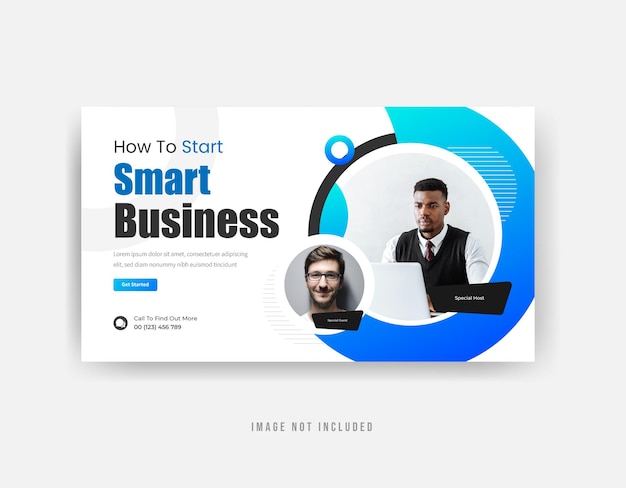 So starten Sie ein intelligentes Unternehmen YouTube-Thumbnail-Design Premium-Vektor