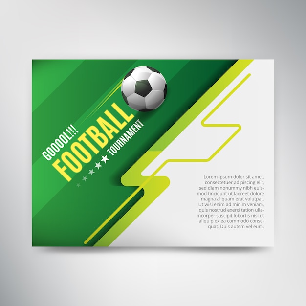 Soccer league cup-plakat auf grünem hintergrund mit ball