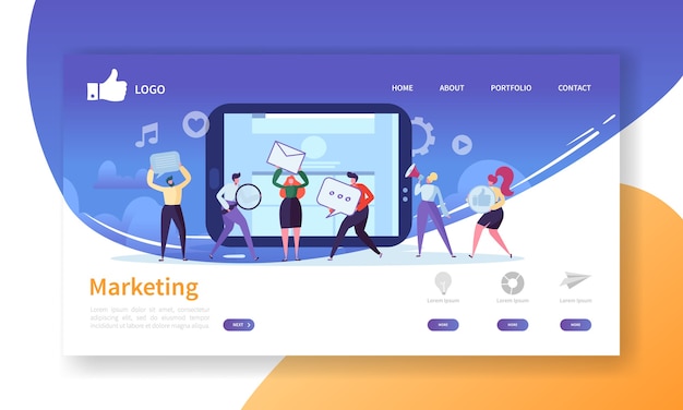 Vektor social marketing landing page vorlage