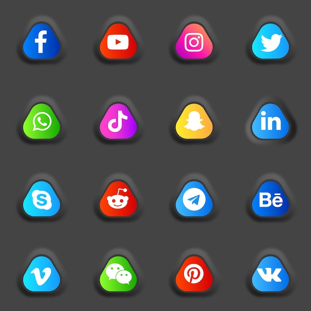 Social media 3d-symbole und logos-sammlungspaket