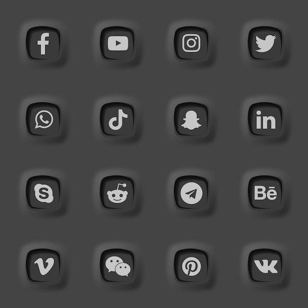Social media 3d-symbole und logos-sammlungspaket