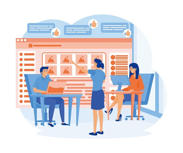 Social-Media-Apps und -Dienste Konzept Kreatives Design für Web-Banner Marketingmaterial Geschäftspräsentation Online-Werbung Flachvektor Moderne Illustration