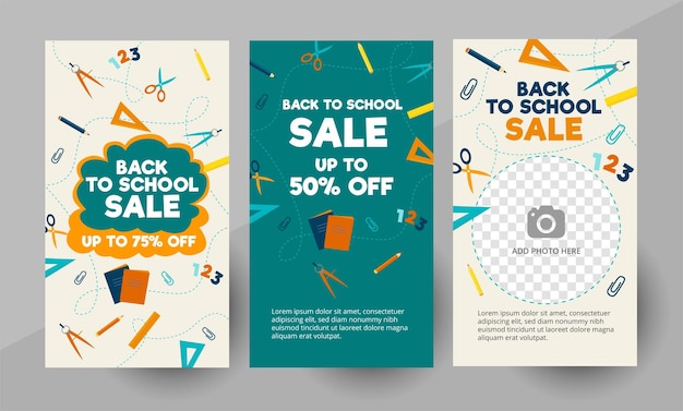 Social-Media-Back-to-School-Sale-Story-Vorlage, editierbarer Social-Media-Beitrag.