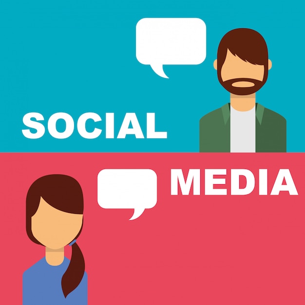 Social media banner menschen sprechblase sprechen