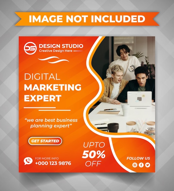Social-media-banner und instagram-post-vorlage für eine agentur für digitales marketing
