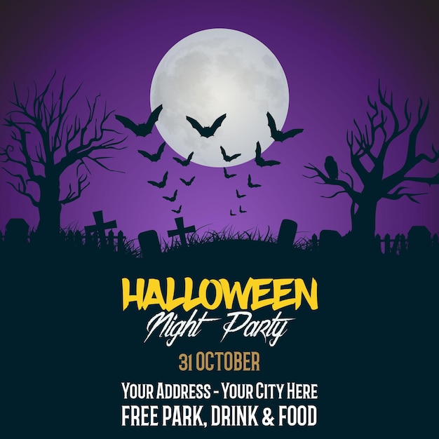 Social-Media-Banner von Halloween. Gruselige Zombie- oder Geisterclubparty, Festival, Feiertagsfeier