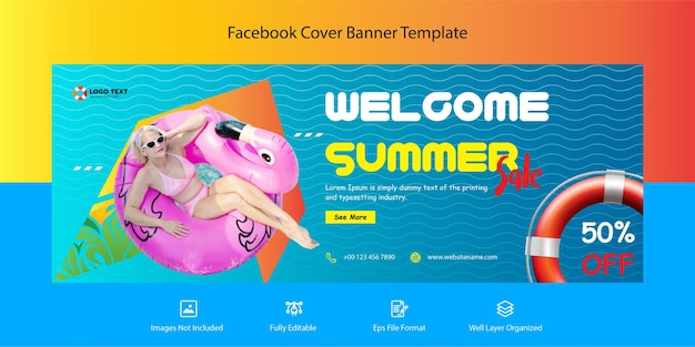 Social-media-banner-vorlage für sommerschlussverkaufsangebote