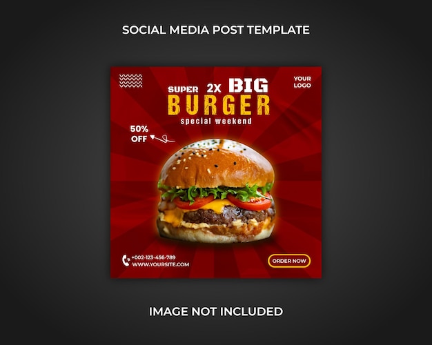 Social-Media-Beitragsvorlage Fast-Food-Menü-Burger