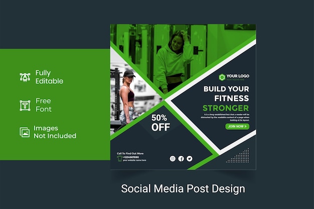 Vektor social-media-beitragsvorlage für fitnesstraining