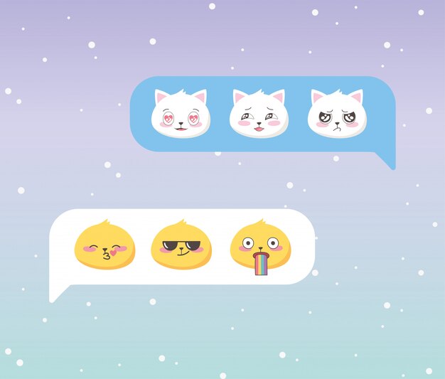 Social media chat emoji ausdruck gesichts cartoon app