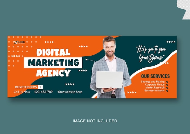 Social-Media-Deckblatt und Web-Banner-Vorlage für Agenturen für digitales Marketing