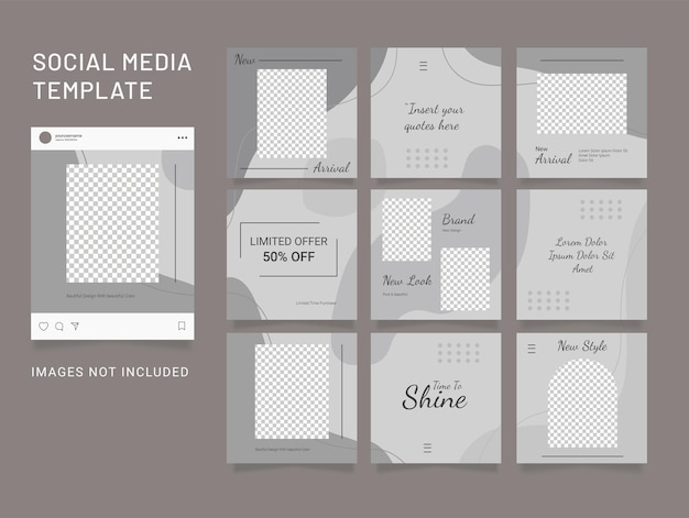 Social media design post template fashion set