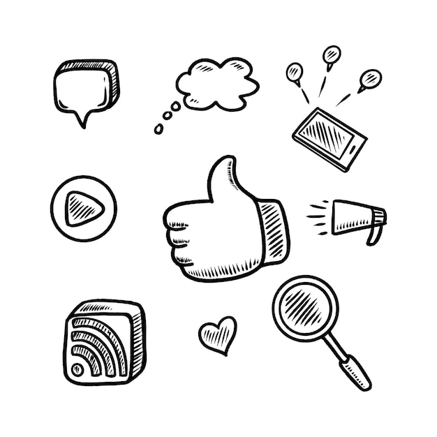 Social-media-doodle-symbol handgezeichnet