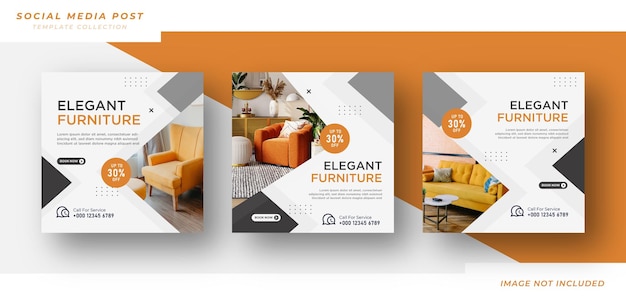 Social Media elegante Instagram-Feed-Post-Möbelverkaufs-Banner-Vorlage Premium-Vektor