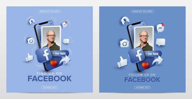 Social Media Facebook auf Mobile Square Vorlage