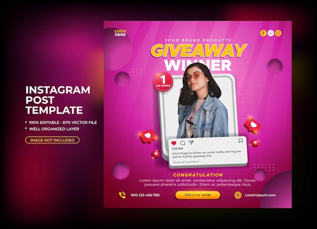 Vektor social-media-giveaway-promotion auf instagram-post