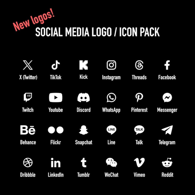 Vektor social-media-icon-paket mit neuen social-media-logos und -symbolen 2023