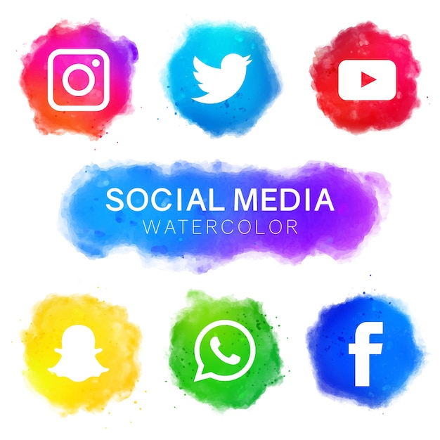 Social media icons mit aquarell design