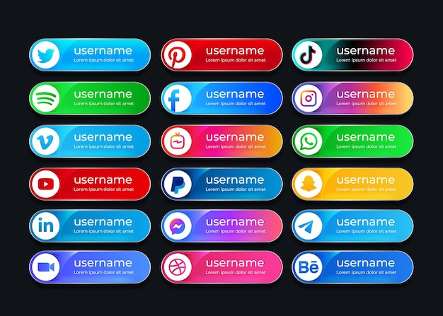 Vektor social media icons sammlung für web-banner