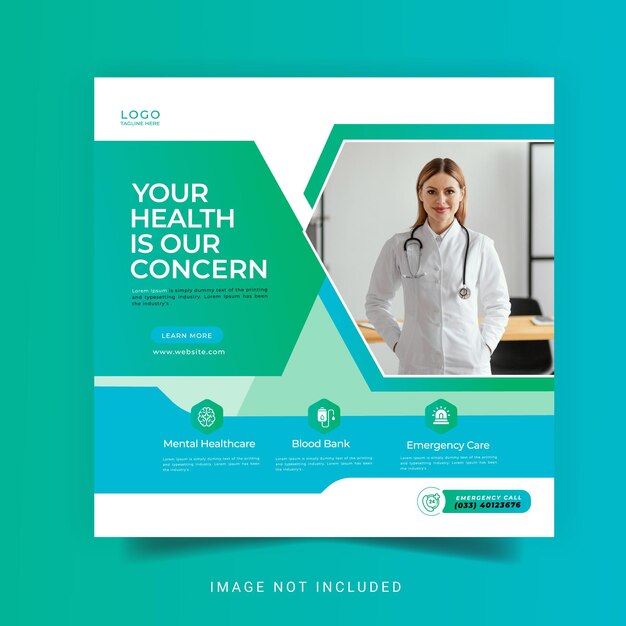 Social Media im Gesundheitswesen und Instagram-Post-Banner