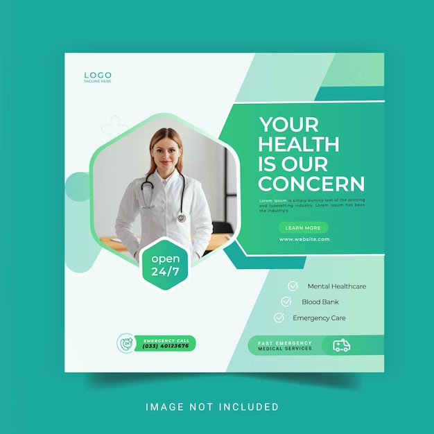 Social Media im Gesundheitswesen und Instagram-Post-Banner