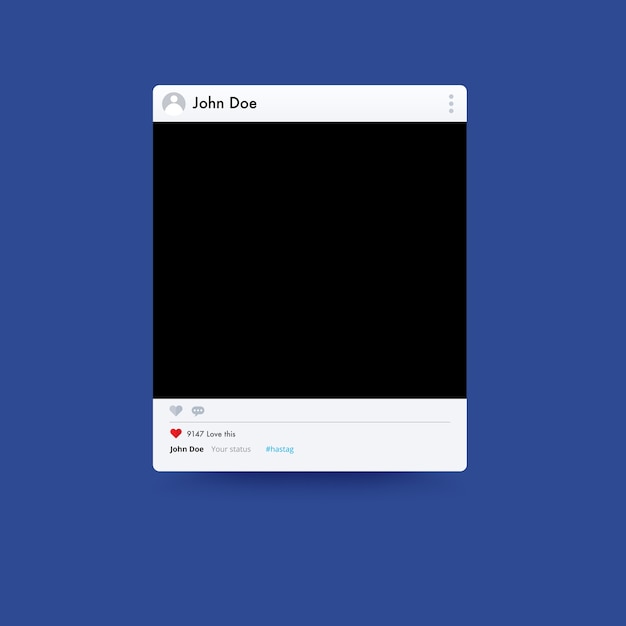 Vektor social-media-layout-popup-ebene mit blauem farbton. mock-up auf dem smartphone