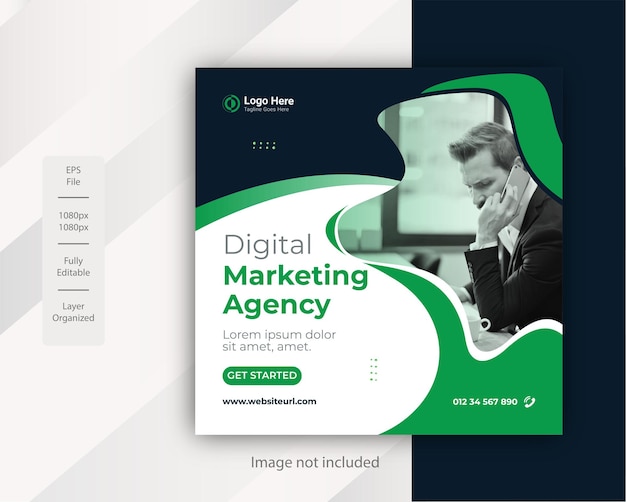 Social-Media-Live-Webinar-Marketing-Agentur und Corporate-Social-Media-Post-Design-Vorlagenvektor