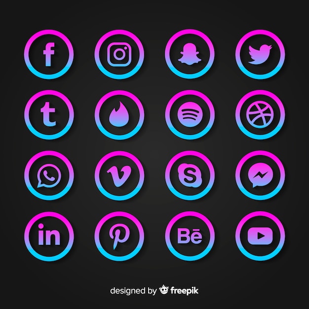 Social-Media-Logo-Sammlung mit Farbverlauf