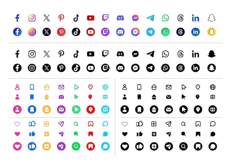 Vektor social-media-logos und -ikonen eingestellt