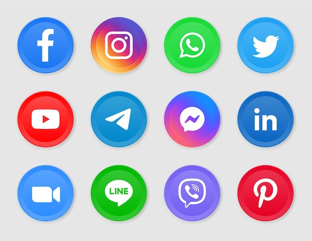 Social-Media-Logos und -Symbole im modernen Kreis