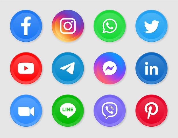 Social-media-logos und -symbole im modernen kreis