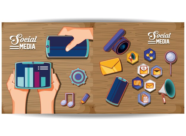 Vektor social media-marketing-ikonenvektor-illustrationsdesign