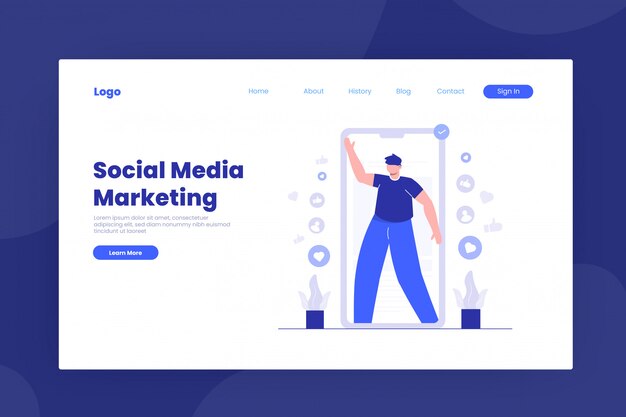 Social Media Marketing Illustration für Zielseitenvorlage