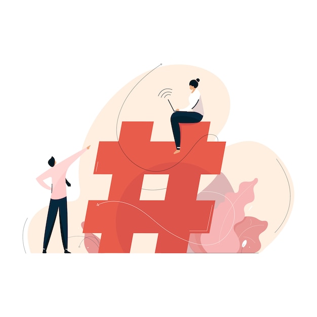 Social media marketing-konzept mit hashtag-symbol