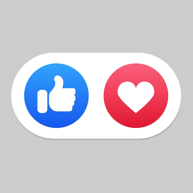 Social Media mögen und Herzikonen