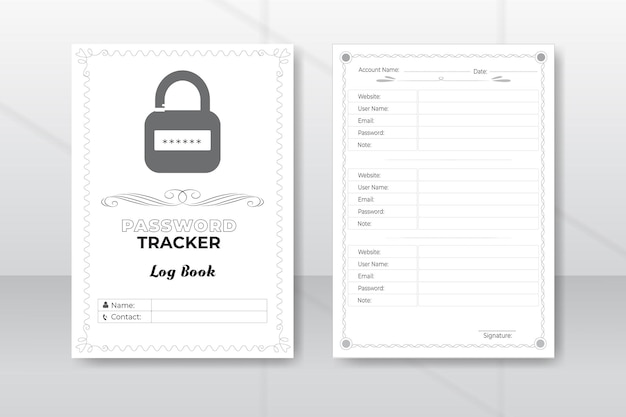 Vektor social-media-passwort-tracker oder logbuch kdp-design