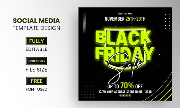 Social Media Post Black Friday Design für Instagram mit super Angeboten und Aktionen