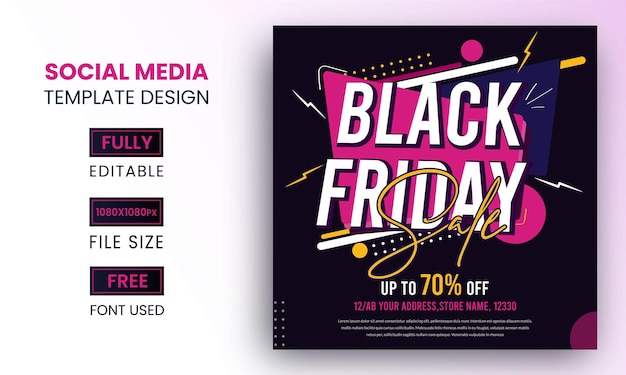 Social Media Post Black Friday Design für Instagram mit super Angeboten und Aktionen