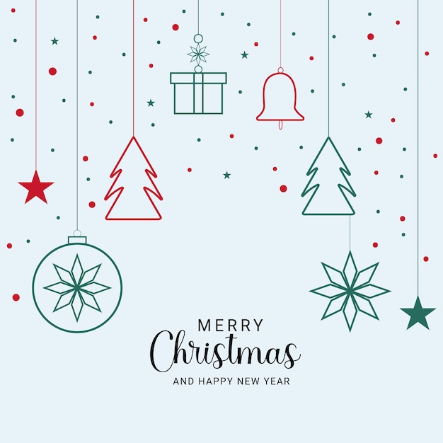 Social-Media-Post-Design Froher Weihnachtshintergrund mit Sternen und Geschenkkiste und Schnee mit Glocke