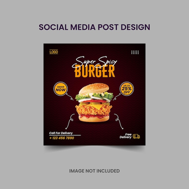 Social media post design für burger-werbung