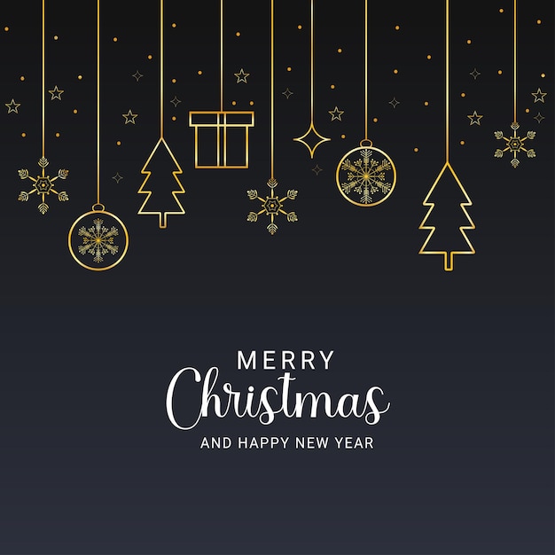 Social-Media-Post-Design für frohe Weihnachten mit goldener Geschenkkiste und Schnee mit Bällen