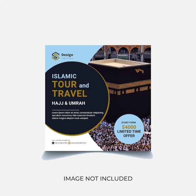 Social media post design islamische touren und reisen genannt haj umrah