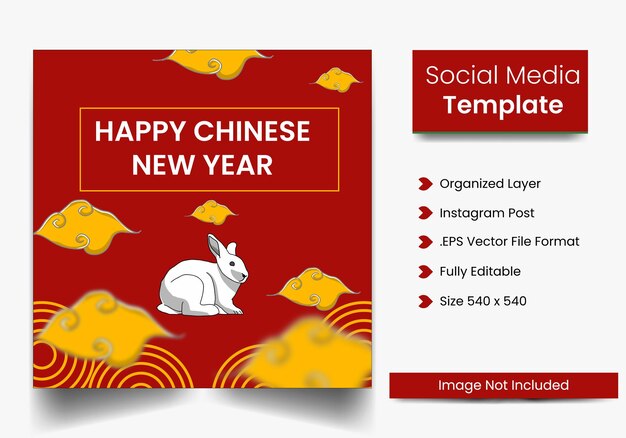 Vektor social-media-post-feed zum chinesischen neujahr