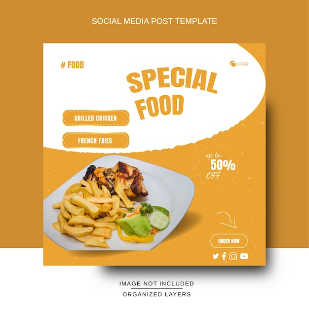 Social media post food menü für restaurant