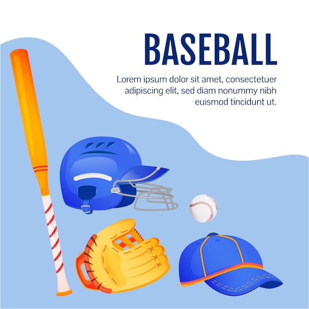Social-media-post-modell für softball-ausrüstung. baseballwaren. web-banner-design-vorlage. booster für sportgeräte, inhaltslayout mit beschriftung.