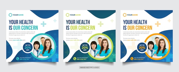 Social-media-post oder flyer-banner-vorlage für medizin und gesundheitswesen
