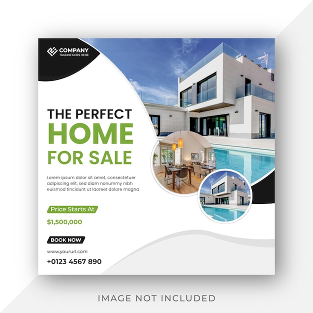 Social-Media-Post oder quadratisches Banner-Vorlagendesign für Immobilienhaus