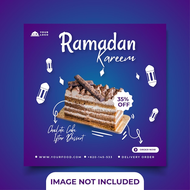 Social media post ramadan kareem square banner vorlage für restaurant oder essen lecker