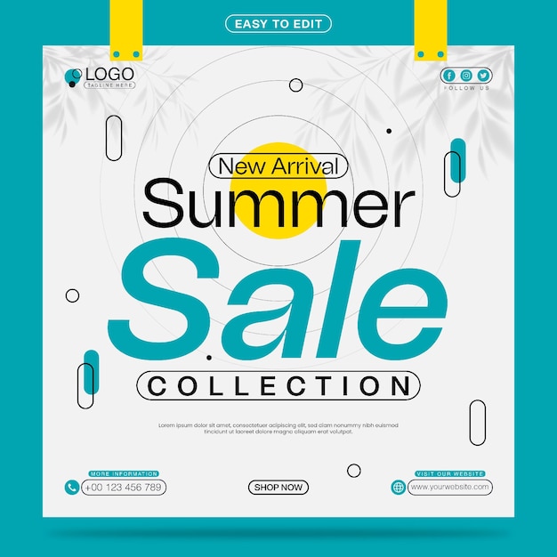 Social-Media-Post-Template-Design der neuen Ankunfts-Sommerkollektion