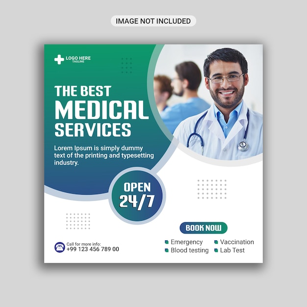 Social-Media-Post und Instagram-Post-Banner-Vorlage für medizinische Gesundheit